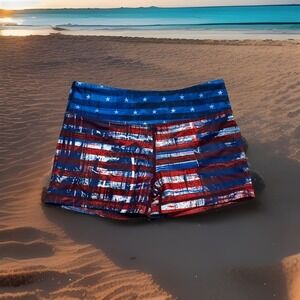 IAB MFG Women's Small/S 6 Compression Fitness Workout USA Shorts EUC